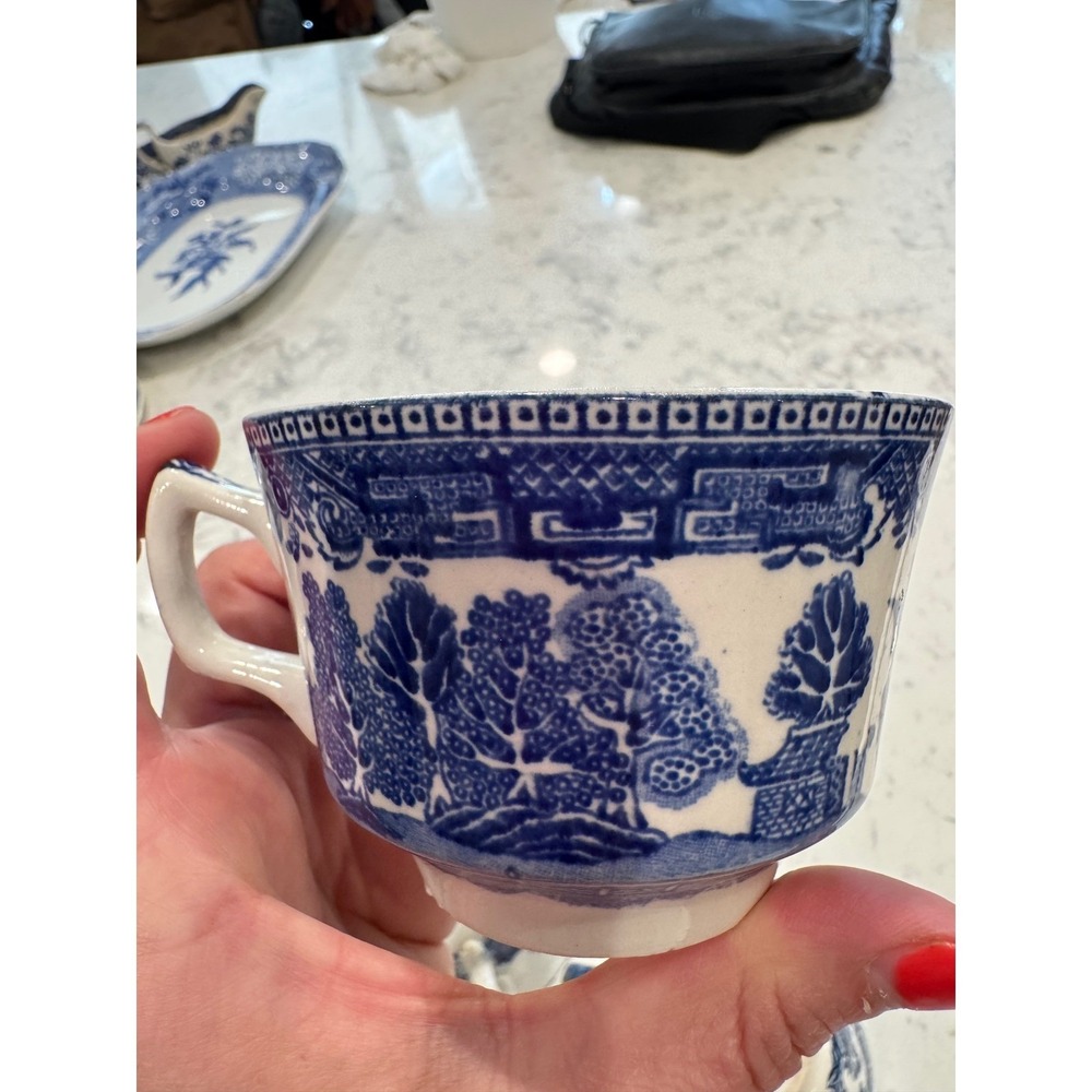 Vintage Arklow Willow Blue White‎ Tea Cups lot of 4 Made in Ireland Chinoiserie - Picture 13 of 16
